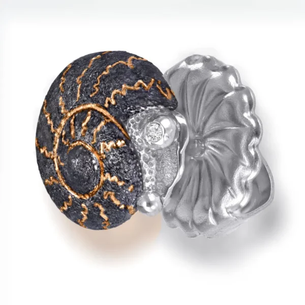 Diamond Earrings | Stud Earrings*Alex Soldier Blackened Gold Baby Snail Earrings with White Diamonds