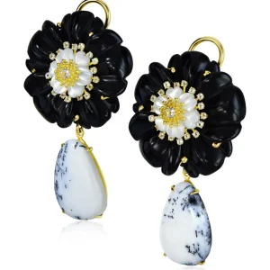 Citrine Jewelry | Stud Earrings*Alex Soldier Blossom Convertible Earrings with Carved Onyx & Agate