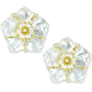 Citrine Jewelry | Stud Earrings*Alex Soldier Blossom Convertible Earrings with Quartz & Carved Mother Of Pearl