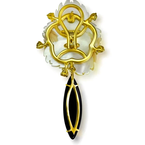 Sapphire Jewelry | Pearl Earrings*Alex Soldier Blossom Convertible Earrings with Carved Mother Of Pearl & Onyx