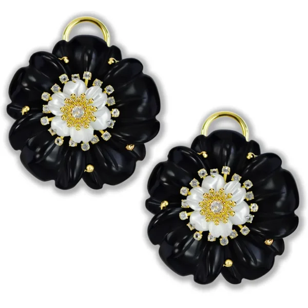 Citrine Jewelry | Stud Earrings*Alex Soldier Blossom Convertible Earrings with Carved Onyx & Agate
