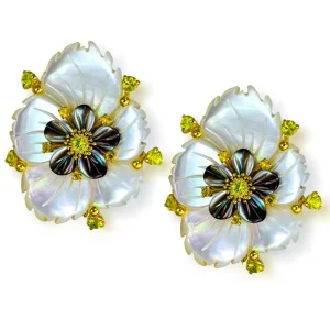 Sapphire Jewelry | Pearl Earrings*Alex Soldier Blossom Convertible Earrings with Carved Mother Of Pearl & Onyx