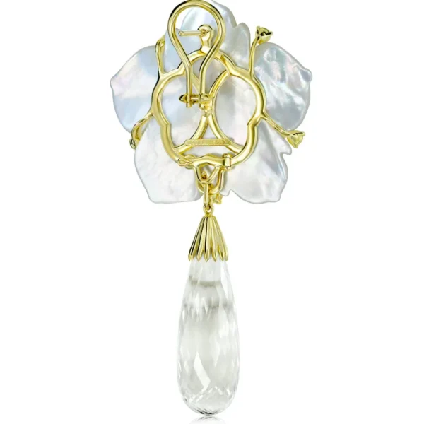 Citrine Jewelry | Stud Earrings*Alex Soldier Blossom Convertible Earrings with Quartz & Carved Mother Of Pearl