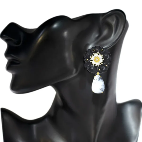 Citrine Jewelry | Stud Earrings*Alex Soldier Blossom Convertible Earrings with Carved Onyx & Agate