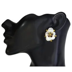 Sapphire Jewelry | Pearl Earrings*Alex Soldier Blossom Convertible Earrings with Carved Mother Of Pearl & Onyx