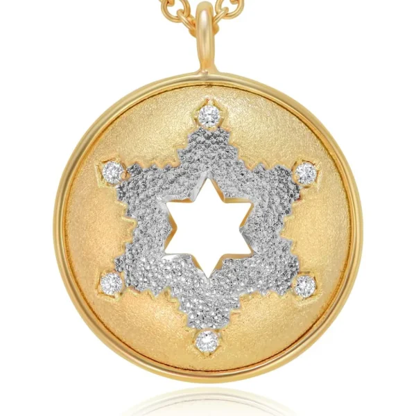 Pendants | For Men*Alex Soldier Circular Diamond Star Of David Pendant/Necklace