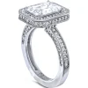 Halo*Alex Soldier Eternal Love Diamond Emerald Halo Engagement Ring
