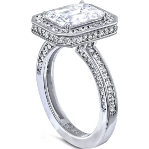 Halo*Alex Soldier Eternal Love Diamond Emerald Halo Engagement Ring
