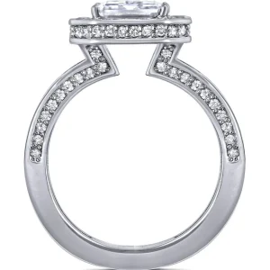 Halo*Alex Soldier Eternal Love Diamond Emerald Halo Engagement Ring