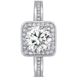 Halo*Alex Soldier Eternal Love Diamond Square Halo Engagement Ring