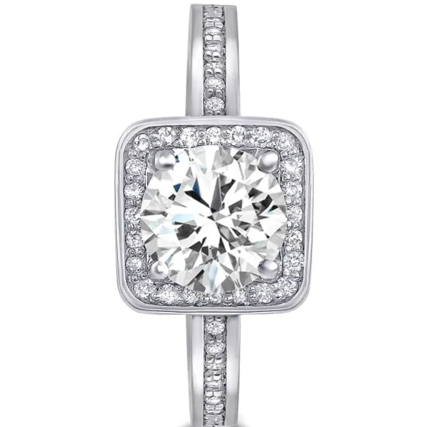 Halo*Alex Soldier Eternal Love Diamond Square Halo Engagement Ring