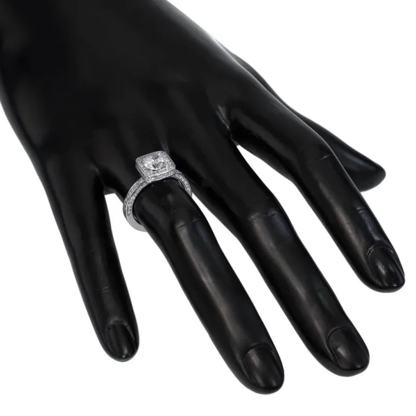 Halo*Alex Soldier Eternal Love Diamond Square Halo Engagement Ring