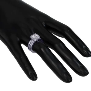 Halo*Alex Soldier Eternal Love Diamond Square Halo Engagement Ring