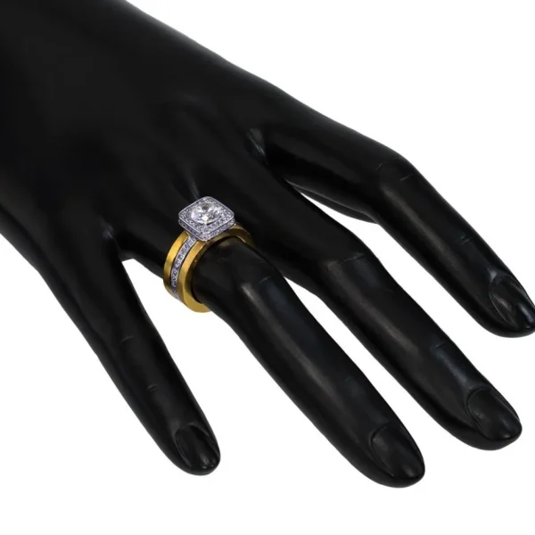 Halo*Alex Soldier Eternal Love Diamond Square Halo Engagement Ring