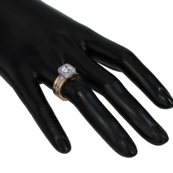 Halo*Alex Soldier Eternal Love Diamond Square Halo Engagement Ring