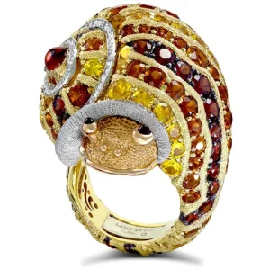 Diamond Jewelry | Garnet Jewelry*Alex Soldier Gold & Platinum Sunny The Snail Ring