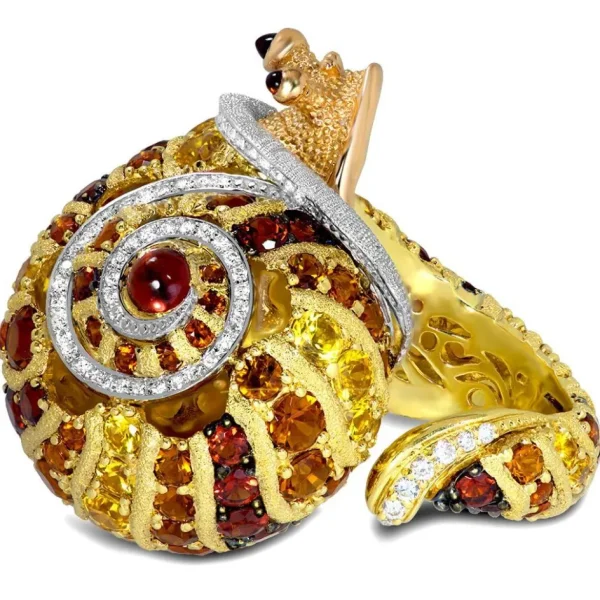 Diamond Jewelry | Garnet Jewelry*Alex Soldier Gold & Platinum Sunny The Snail Ring