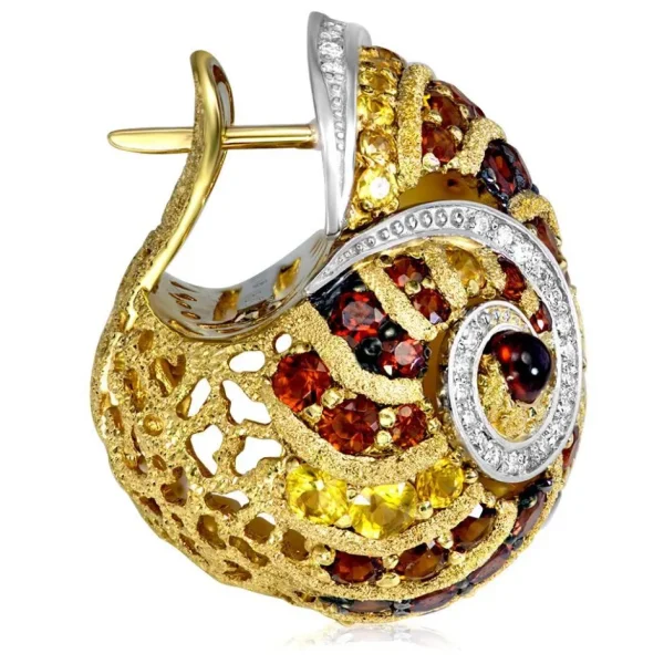 Diamond Jewelry | Garnet Jewelry*Alex Soldier Gold & Platinum Sunny The Snail Earrings