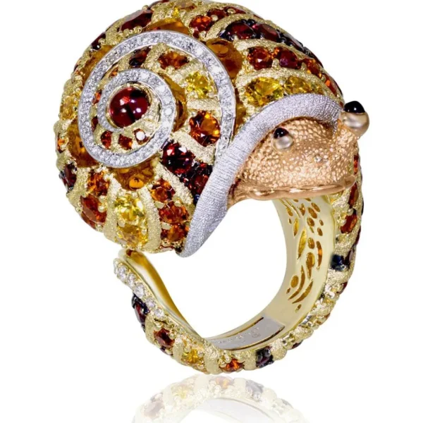 Diamond Jewelry | Garnet Jewelry*Alex Soldier Gold & Platinum Sunny The Snail Ring