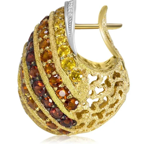 Diamond Jewelry | Garnet Jewelry*Alex Soldier Gold & Platinum Sunny The Snail Earrings