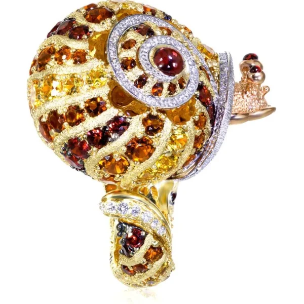 Diamond Jewelry | Garnet Jewelry*Alex Soldier Gold & Platinum Sunny The Snail Ring