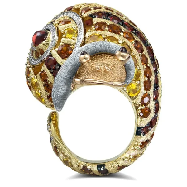 Diamond Jewelry | Garnet Jewelry*Alex Soldier Gold & Platinum Sunny The Snail Ring