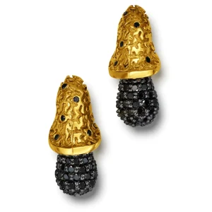 Diamond Earrings | Stud Earrings*Alex Soldier Gold Acorn Stud Earrings with Black Diamonds