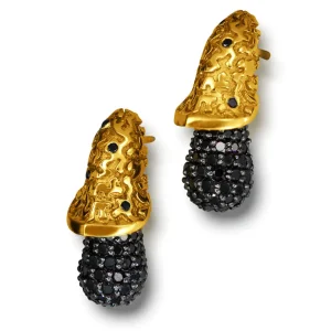 Diamond Earrings | Stud Earrings*Alex Soldier Gold Acorn Stud Earrings with Black Diamonds