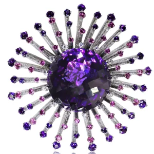 Amethyst Jewelry | Other Brooches*Alex Soldier Gold Astra Brooch with Amethyst, Tourmalines & Diamonds