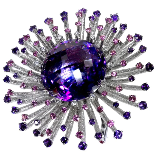 Amethyst Jewelry | Other Brooches*Alex Soldier Gold Astra Brooch with Amethyst, Tourmalines & Diamonds