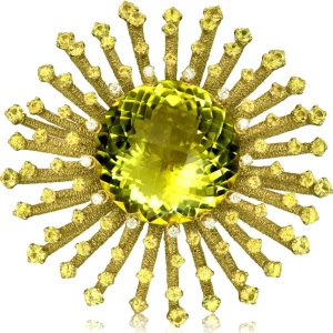 Other Brooches | Gold Brooches With Gemstone*Alex Soldier Gold Astra Brooch with Lemon Quartz, Sapphire & Diamond