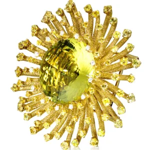 Other Brooches | Gold Brooches With Gemstone*Alex Soldier Gold Astra Brooch with Lemon Quartz, Sapphire & Diamond