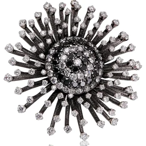 Other Brooches | Gold Diamond Brooches*Alex Soldier Gold Astra Brooch with White & Black Diamonds