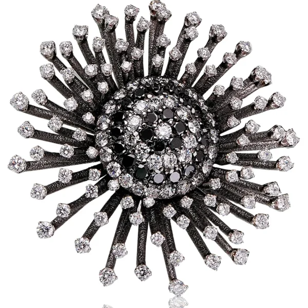 Other Brooches | Gold Diamond Brooches*Alex Soldier Gold Astra Brooch with White & Black Diamonds