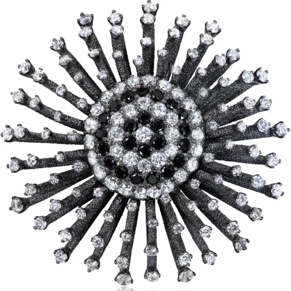 Other Brooches | Gold Diamond Brooches*Alex Soldier Gold Astra Brooch with White & Black Diamonds
