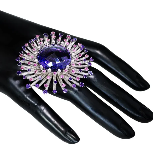 Amethyst Jewelry | Designer Rings*Alex Soldier Gold Astra Ring with Amethyst, Tourmalines & Diamonds