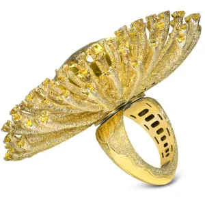 Designer Rings | Gold Rings*Alex Soldier Gold Astra Ring with Lemon Quartz, Sapphire & Diamonds