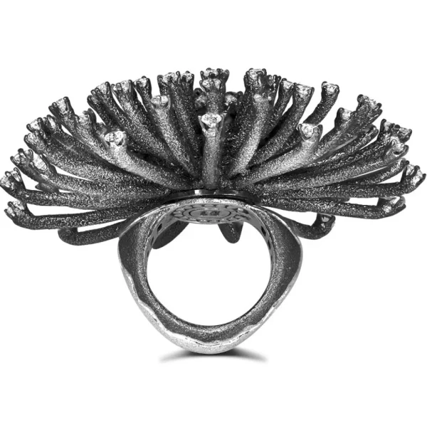 Designer Rings*Alex Soldier Gold Astra Ring with White & Black Diamonds