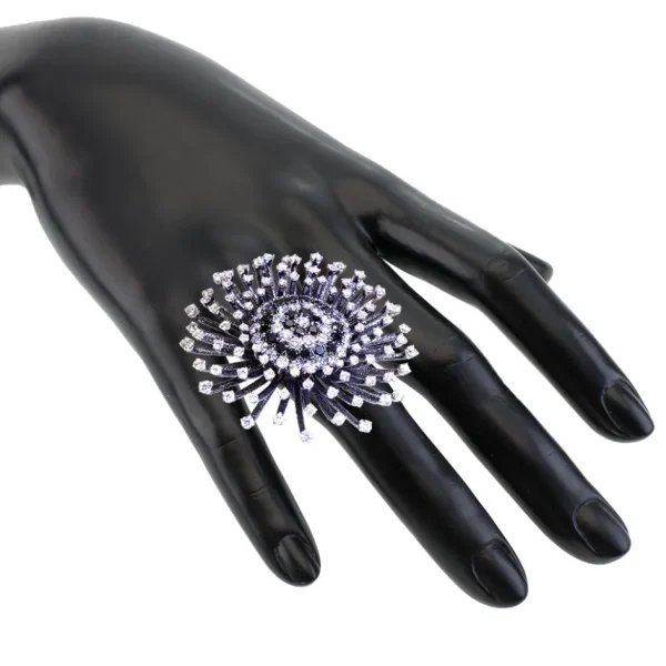Designer Rings*Alex Soldier Gold Astra Ring with White & Black Diamonds