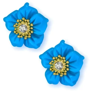 Stud Earrings | Citrine Jewelry*Alex Soldier Gold Baby Blossom Earrings with Carved Turquoise & Topaz