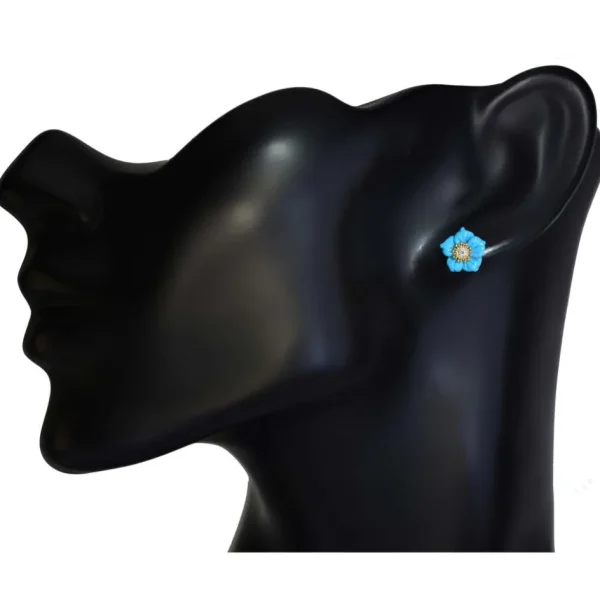 Stud Earrings | Citrine Jewelry*Alex Soldier Gold Baby Blossom Earrings with Carved Turquoise & Topaz