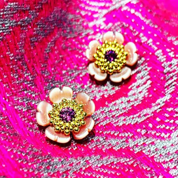 Pearl Earrings | Stud Earrings*Alex Soldier Gold Baby Blossom Earrings with Rose Mother Of Pearl