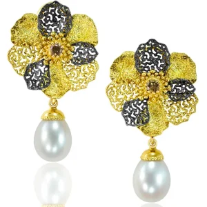 Diamond Jewelry | Stud Earrings*Alex Soldier Gold Baby Coronaria Convertible Earrings with Pearls & Diamonds