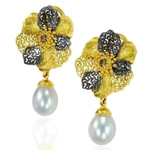 Diamond Jewelry | Stud Earrings*Alex Soldier Gold Baby Coronaria Convertible Earrings with Pearls & Diamonds