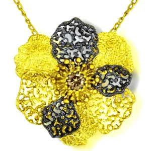 Pendants*Alex Soldier Gold Baby Coronaria Pendant Necklace with Champagne Diamond