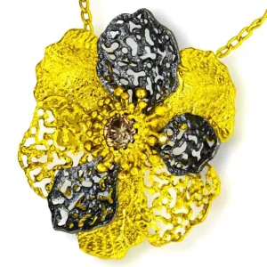 Pendants*Alex Soldier Gold Baby Coronaria Pendant Necklace with Champagne Diamond