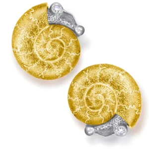 Diamond Earrings | Stud Earrings*Alex Soldier Gold Baby Snail Earrings with White Diamonds