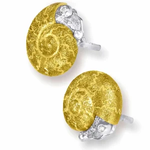 Diamond Earrings | Stud Earrings*Alex Soldier Gold Baby Snail Earrings with White Diamonds