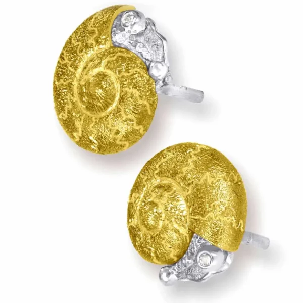 Diamond Earrings | Stud Earrings*Alex Soldier Gold Baby Snail Earrings with White Diamonds