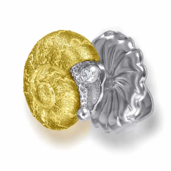 Diamond Earrings | Stud Earrings*Alex Soldier Gold Baby Snail Earrings with White Diamonds